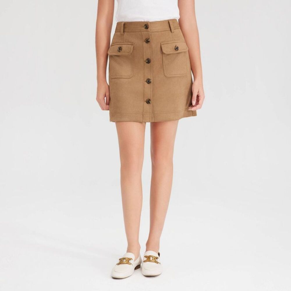 Women's Faux Suede Mini A-Line Skirt - Universal Thread Brown 4